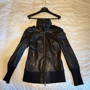 Mackage Black Leather Jacket Fitted Motorcycle Style